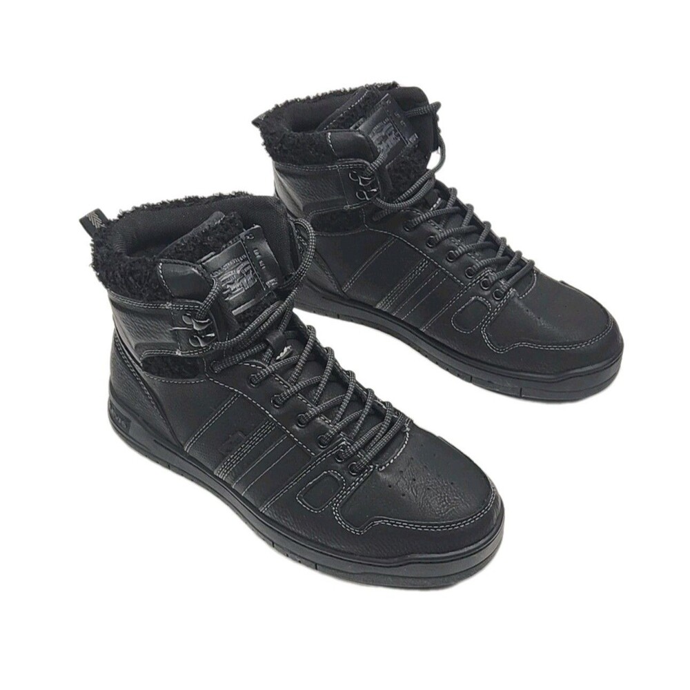 Levi's Sneaker Shoe Black High Top Sherpa Trim Women Size 9 Synthetic Lace-up